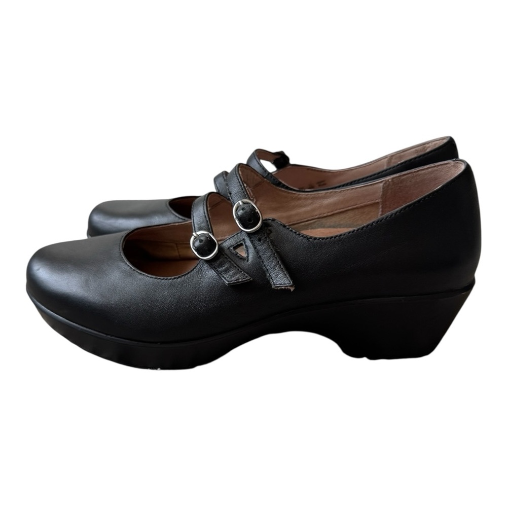 Dansko Black Leather Double Strap Josie Mary Jane Pumps